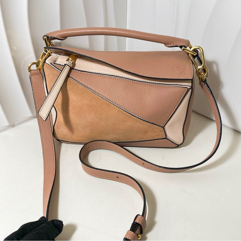 Loewe Puzzle Bag Beige Color-Block Leather & Suede